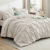 Bedsure queen comforter set with pinch pleat design enhances bedroom decor