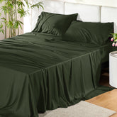 Bedsure queen bamboo rayon cooling sheet set, breathable and silky-soft.