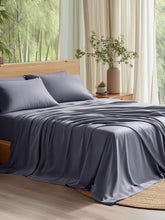 Bedsure queen-sheet-set cooling fabric closeup shows breathable bamboo rayon texture for cooler nights