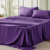 Bedsure queen purple flat sheet shows silky-soft microfiber for cooling nights