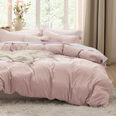 Bedsure rose pink duvet cover 80x90 close up shows soft texture and comfort.