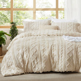Bedsure tufted boho comforter close-up tuft detail adds depth and artisanal charm.