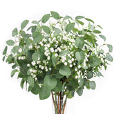 Beferr eucalyptus stems close-up for lifelike centerpiece greenery.