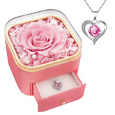 Beferr preserved rose with necklace in gift box, lasting romantic keepsake