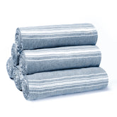 Belizzi Home peshtemal towel in navy chevron, oversized and absorbent for beach days.