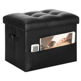 BelugaHelper storage ottoman closed with thick foam seat for lounge comfort.