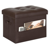 BelugaHelper storage ottoman folded for space-saving storage.