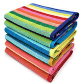 Kaufman colored classic stripe towel folded for oversized beach coverage.