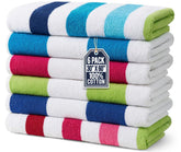 Ben Kaufman Terry Cabana striped towel for beach lounging with oversized 30x60 coverage.