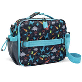 Bentgo Kids Lunch Bag front view in dinosaur print, easy to carry and organize.