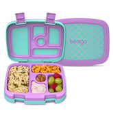 Bentgo Kids Mermaid Scales lunchbox open showing five portions for balanced meals.