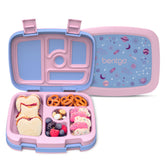 Bentgo Kids Prints Lavender Galaxy lunch box front view with 5 compartments for balanced meals