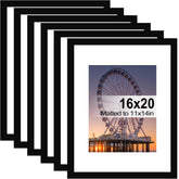 BESCRCL 16x20 black frame set of six for wall display of photos.