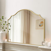 Besdomus gold scalloped mirror frame detail for a luxe vanity look