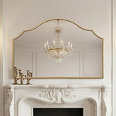 Besdomus Large Scalloped Gold Mirror front view enhances entryways with a luxurious focal point