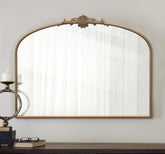 Besdomus Vintage Arched Gold Mirror with ornate carvings for a luxurious entryway.