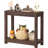 Besiost small farmhouse console table with storage in black walnut for entryways