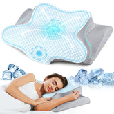 Bespillow butterfly pillow tilt demonstrates ergonomic head cradle for neck alignment.