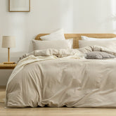 Bestouch duvet cover set in washed cotton linen feel for a soft bedroom touch.