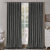 BGment grey velvet curtains 84in closed view offer privacy and a soft, luxurious look.