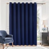BGment sliding door curtain navy blue, 100 inch wide, blocks light for privacy.