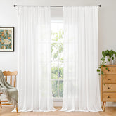 BGment White Linen Curtains rod-pocket panels offer clean installation and steady drape