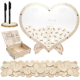 BHUCUTU wooden heart guest book with frame stand, a timeless keepsake for weddings and memories.