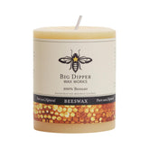 Big Dipper Wax Works beeswax pillar candle, 3x3-5 in, natural honey aroma, clean burn.