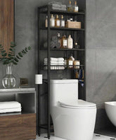 BIGITTA over-the-toilet rack with four tiers keeps toiletries neatly organized in tight spaces.