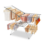 Bigzzia clothes drying rack rails show 33 poles for bulky laundry loads.