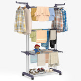 Bigzzia folding 4-tier drying rack for versatile indoor and outdoor laundry.