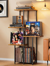 Bikoney record player stand top shelf for unobstructed sound dispersion.