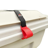 BinClaw handle strap on lid enables hands-free operation.