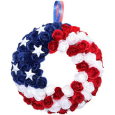 BINFEN silk roses 4th of July wreath bright red, white and blue for the front door