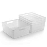BINO medium white woven basket front view for versatile storage