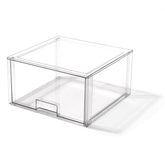 BINO Clear Stackable Drawer on pantry shelf for instant visibility and space-saving organization.