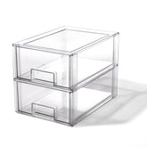 BINO clear stackable drawer in pantry, crystal-clear view to spot items fast.