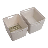 BINO woven plastic basket front view shows durable, clutter-free storage for any room