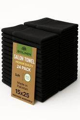 BIOLINEN cotton salon towels set 15x25 pack 24 white and black for hotel style softness