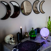 Black Magic Witch moon mirror set for easy assembly and stylish wall display.