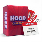 Black Owned Hood Charades box for family game nights and celebrations.