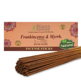 Bless International frankincense and myrrh incense box front for calm home fragrance
