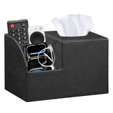 BLIENCE PU leather square tissue box cover, front view keeps tissues and remotes organized