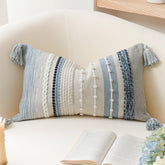 BlissBlush coastal blue pillow cover in 14x24 fabric for stylish sofa dΓ©cor.