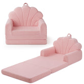 Blissful Diary Kids Couch pink shell front view showing seashell-inspired design for imaginative play