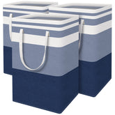 BlissTotes 3-pack laundry basket front view showing large capacity for clothes and towels.