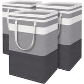 BlissTotes 3-pack laundry baskets, front view, showcasing large storage capacity for clothes.