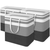 BlissTotes 3-pack laundry basket showing large 100L capacity for family laundry