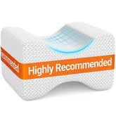 BlissTrends Memory Foam Knee Pillow top view shows compact ergonomic support for side sleepers.