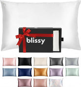 BLISSY silk pillowcase 22-momme closeup highlights premium fabric and durability.